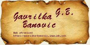 Gavrilka Banović vizit kartica